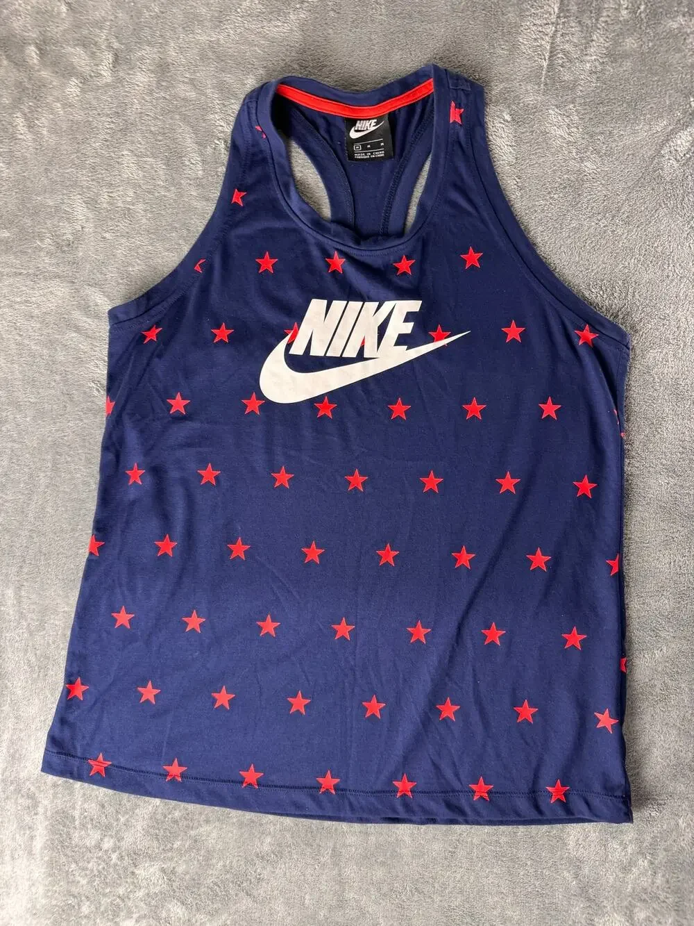 Nike Women’s Racerback Tank Top Stars Logo Navy Red Size M
